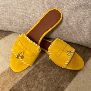 Loro Piana summer charms sandals slides yellow suede size 37 7